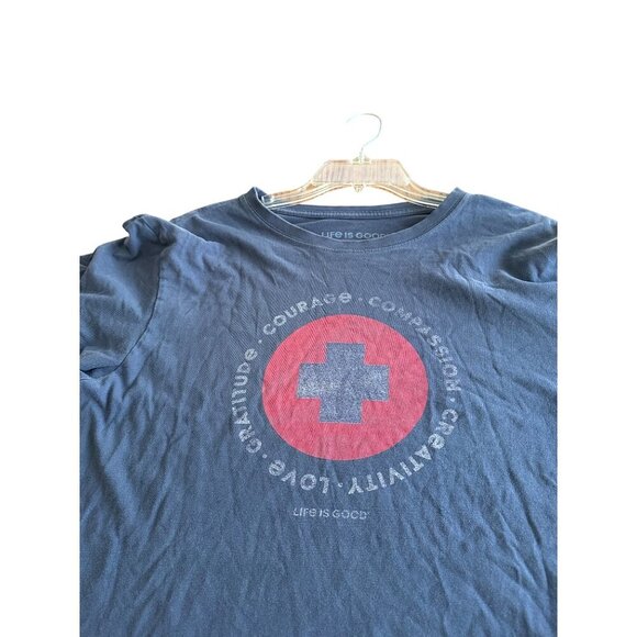 Life Is Good Mens Crusher Tee Courage Compassion Love Navy Blue M - Picture 7 of 7